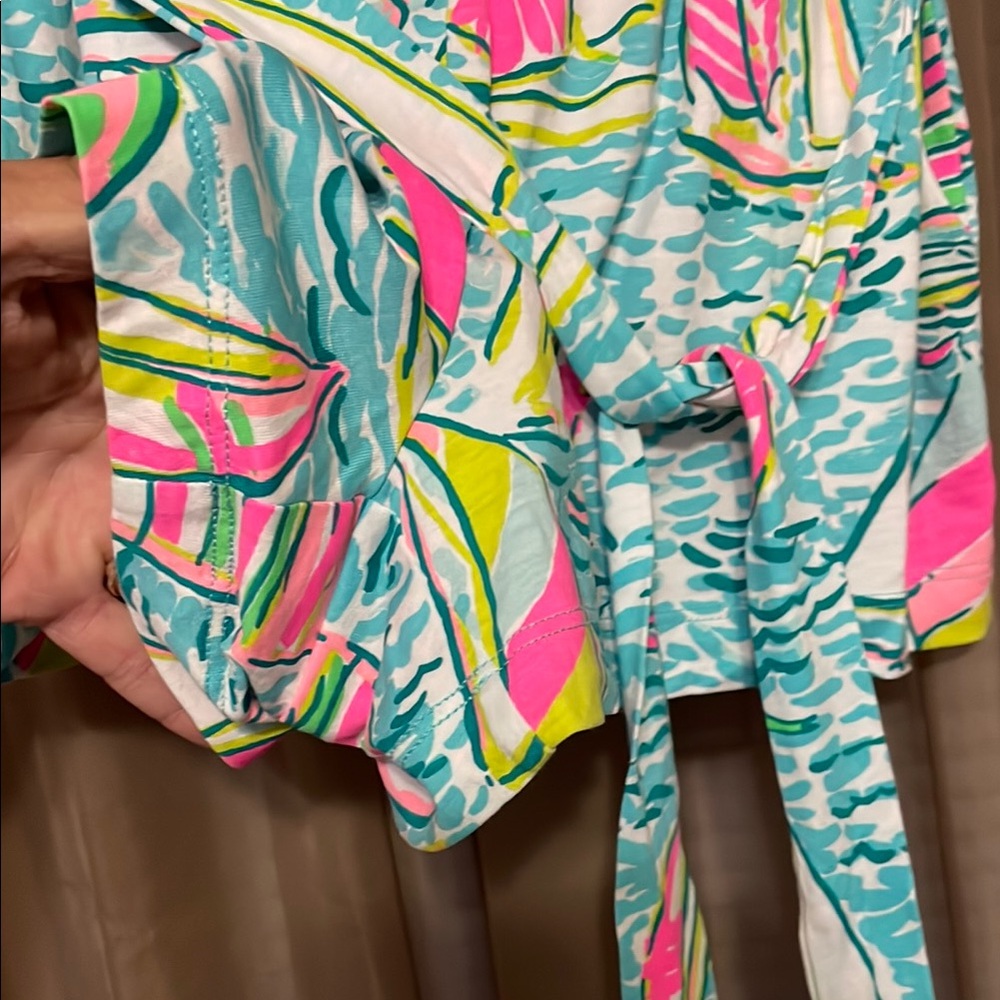 Lilly Pulitzer Blue and Pink Tropical romper - Picture 2 of 5